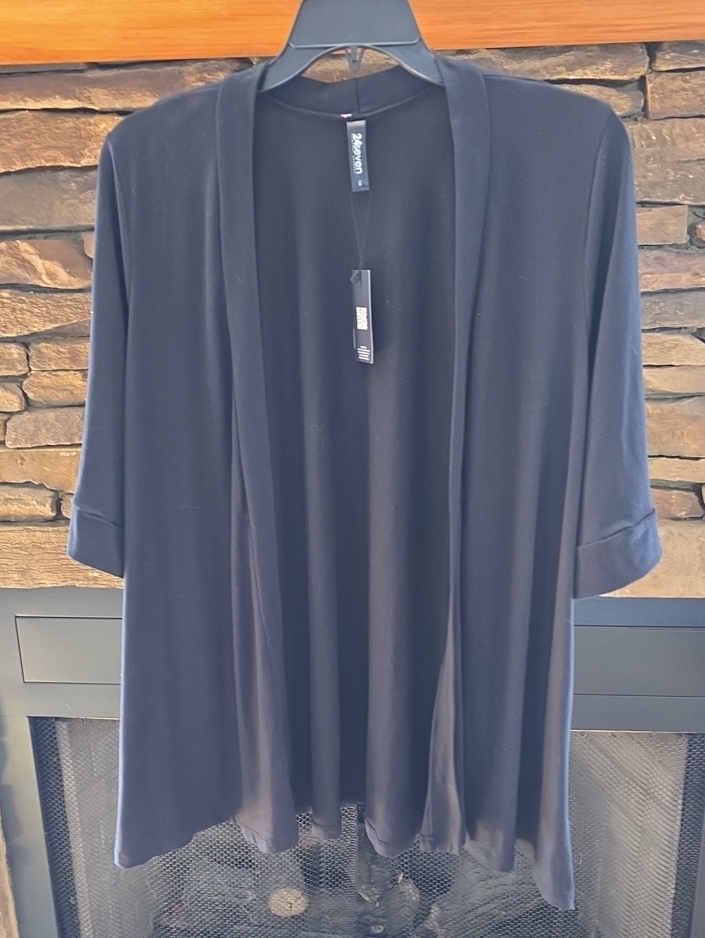 24 SEVEN Black Open Front Cardigan